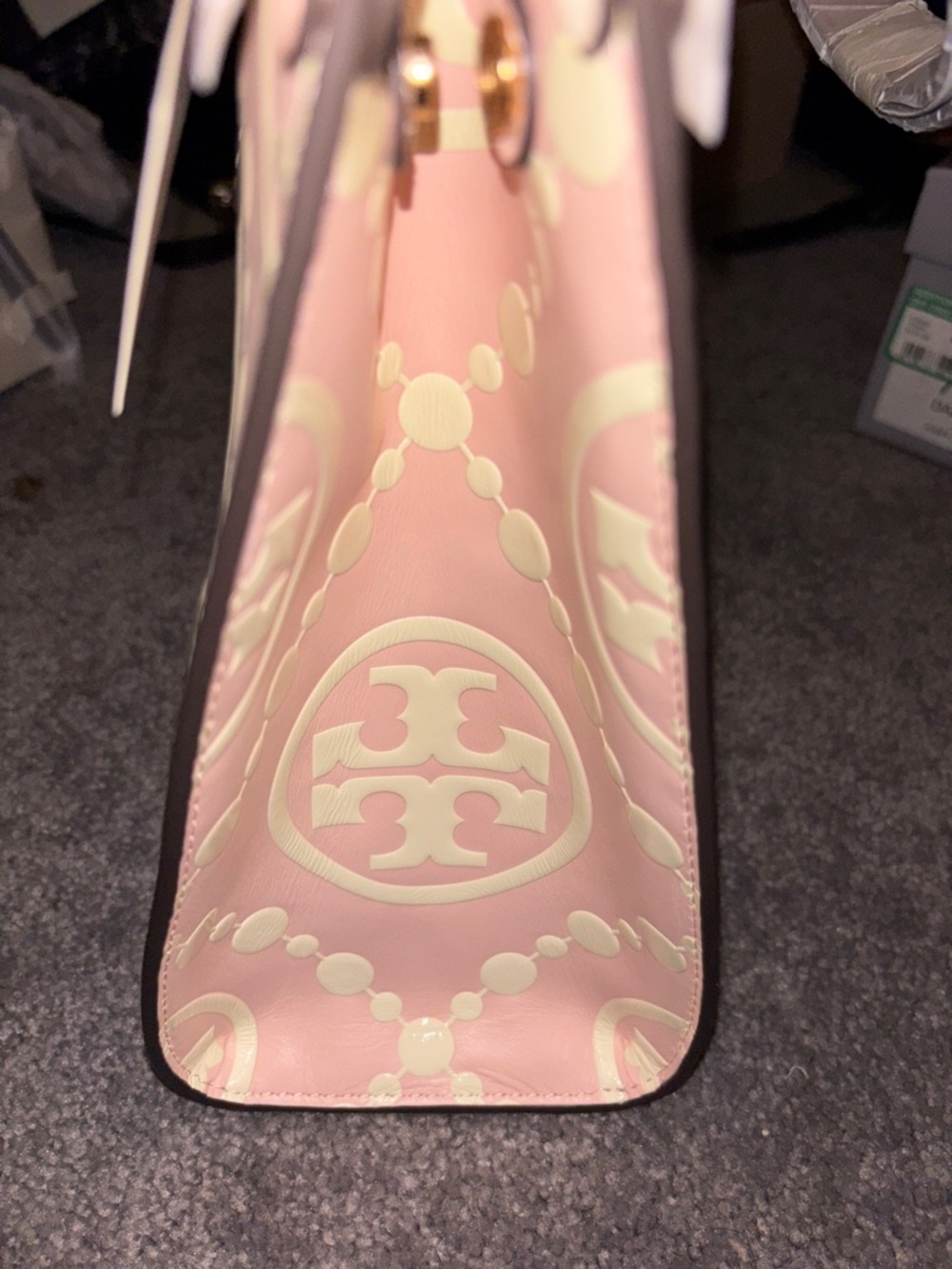 Tory Burch Pink and Cream Logo-Print Tote - Picture 3 of 10